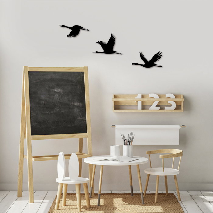 Wallity Migrant Birds - 302 Escultura de Pared de Metal Negra